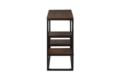 Baxton Studio Doreen Rustic Industrial Style Antique Black Textured Finished Metal Distressed Wood Console Table