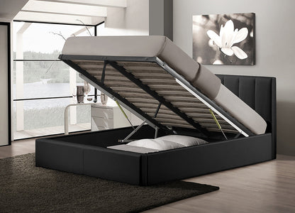 Baxton Studio Templemore Black Leather Contemporary Queen-Size Bed