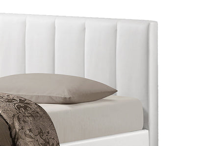 Baxton Studio Templemore White Leather Contemporary Queen-Size Bed