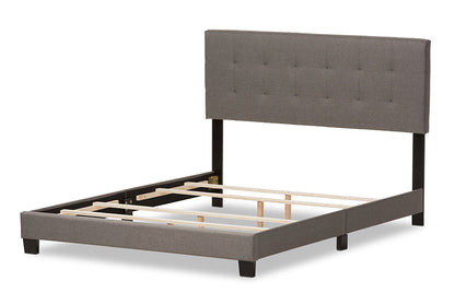 Baxton Studio Brookfield Modern and Contemporary Grey Fabric Upholstered Grid-tufting King Size Bed