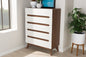 Baxton Studio Calypso Mid-Century Modern White and Walnut Wood 5-Drawer Storage Chest