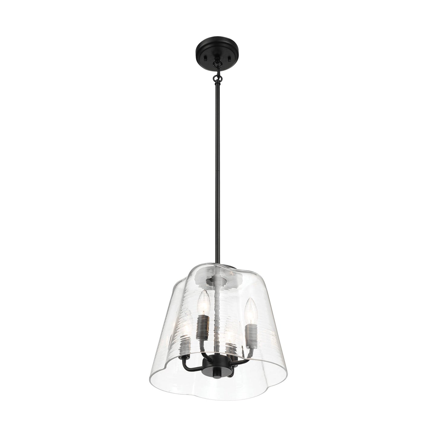 4-Light Candle Pendant Light – Satin Brass Finish & Clear Glass | Elegant Dining Room & Living Room Chandelier
