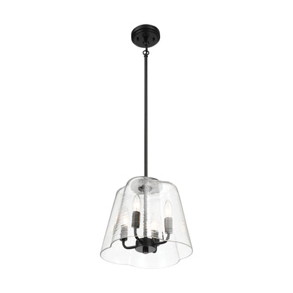 4-Light Candle Pendant Light – Satin Brass Finish & Clear Glass | Elegant Dining Room & Living Room Chandelier