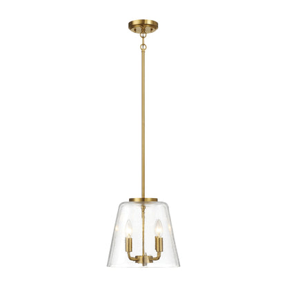 4-Light Candle Pendant Light – Satin Brass Finish & Clear Glass | Elegant Dining Room & Living Room Chandelier
