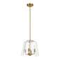 4-Light Candle Pendant Light – Satin Brass Finish & Clear Glass | Elegant Dining Room & Living Room Chandelier