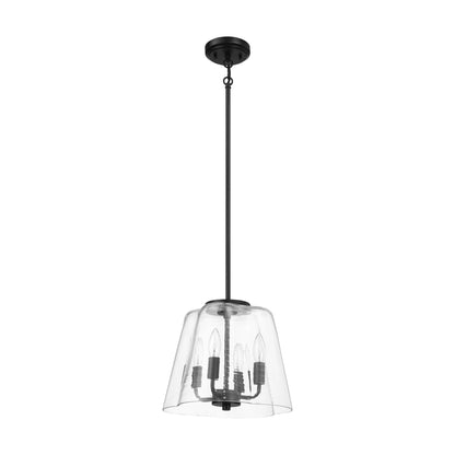4-Light Candle Pendant Light – Satin Brass Finish & Clear Glass | Elegant Dining Room & Living Room Chandelier