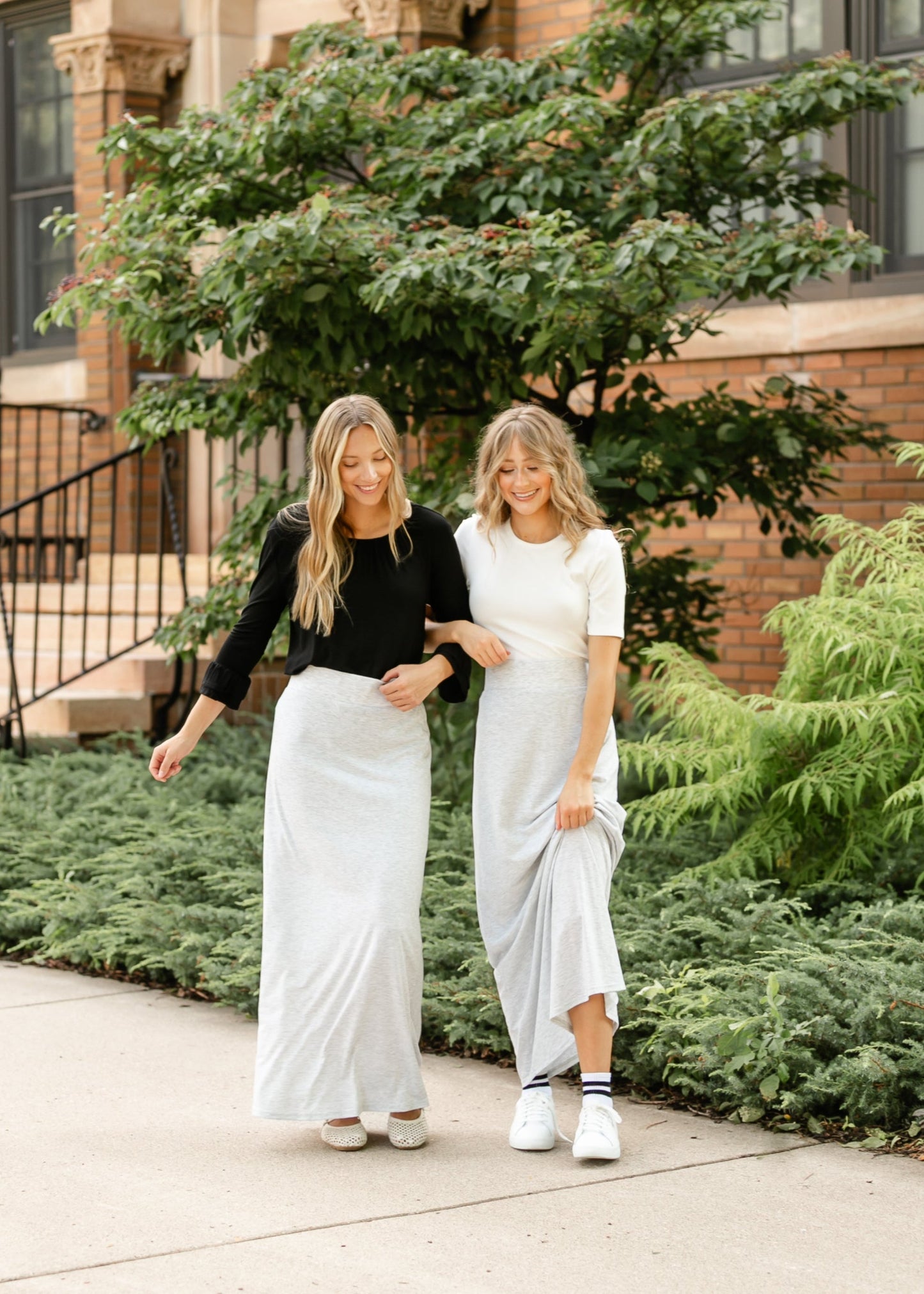Clarise Heather Gray Premium Knit Maxi Skirt