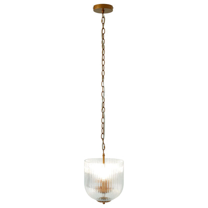 Pendant Lamp – Coarse Gold Metal Frame & Clear Glass Shade | Modern Chic Dining Room & Kitchen Light