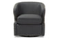 Baxton Studio Finley Mid-century Modern Grey Fabric Upholstered Swivel Armchair