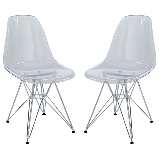 Paris Dining Side Chair Set of 2 in Clear