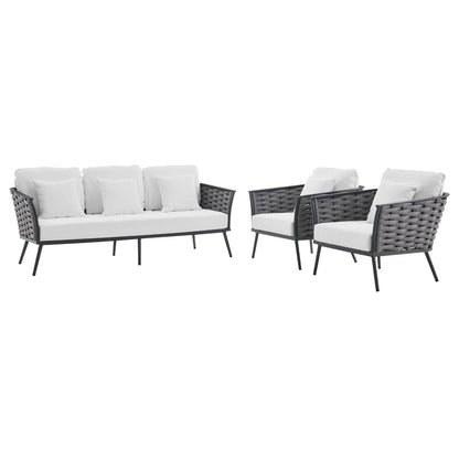 Stance 3 Piece Outdoor Patio Aluminum Sectional Sofa Set by Modway