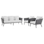 Stance 3 Piece Outdoor Patio Aluminum Sectional Sofa Set by Modway