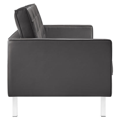 Loft Tufted Vegan Leather Sofa and Ottoman Set by Modway