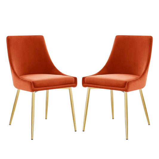 Viscount Performance Velvet Dining Chairs Set of 2 by Modway