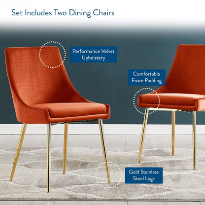 Viscount Performance Velvet Dining Chairs Set of 2 by Modway