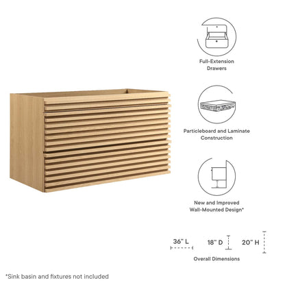 Render 36" Wall-Mount Bathroom Vanity Cabinet (Sink Basin Not Included) by Modway