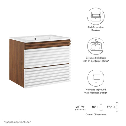 Render 24" Wall-Mount Bathroom Vanity by Modway
