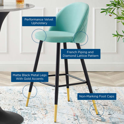 Cordial Performance Velvet Bar Stools Set of 2 by Modway