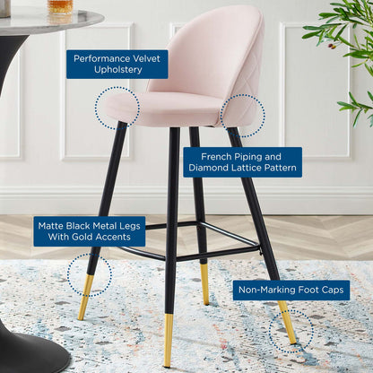 Cordial Performance Velvet Bar Stools Set of 2 by Modway