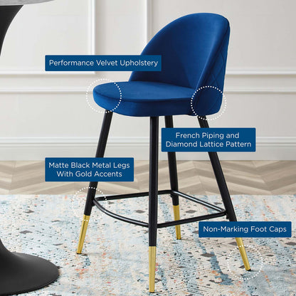 Cordial Performance Velvet Counter Stools Set of 2 by Modway