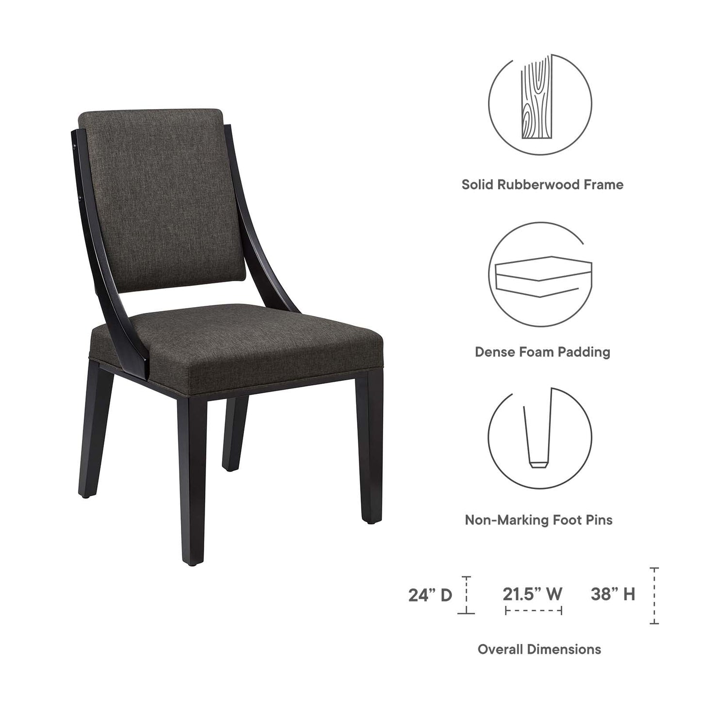 Cambridge Upholstered Fabric Dining Chairs Set of 2 by Modway