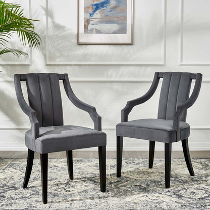 Virtue Performance Velvet Dining Chairs Set of 2 by Modway