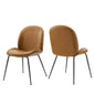 Scoop Black Powder Coated Steel Leg Vegan Leather Dining Chairs Set of 2 by Modway