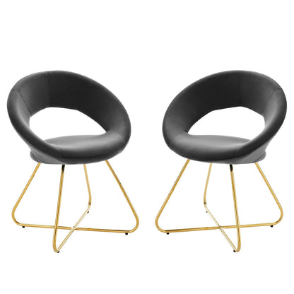 Nouvelle Performance Velvet Dining Chair Set of 2 by Modway