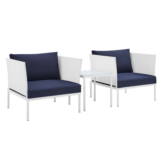 Harmony 3-Piece Sunbrella¨ Outdoor Patio Aluminum Seating Set by Modway