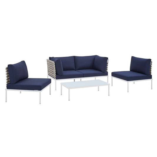 Harmony 4-Piece Sunbrella¨ Basket Weave Outdoor Patio Aluminum Seating Set by Modway