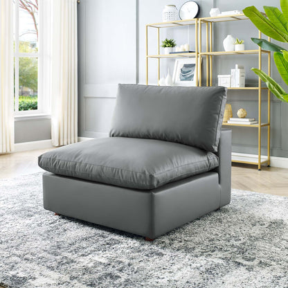 Commix Down Filled Overstuffed Vegan Leather Armless Chair by Modway