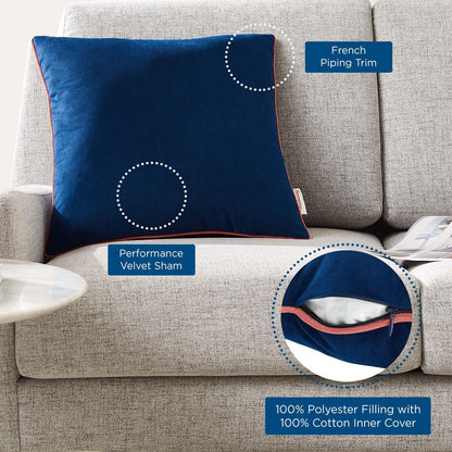 Accentuate 18" Performance Velvet Throw Pillow in Navy Blossom