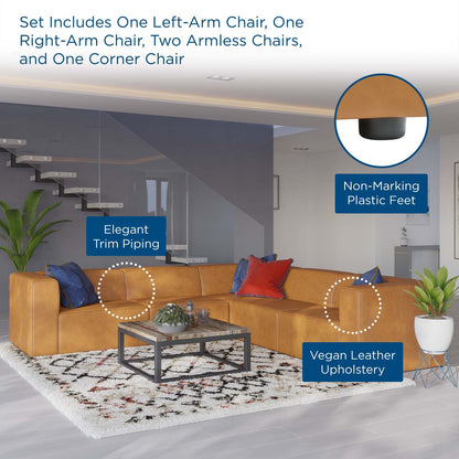 Mingle 5-Piece Vegan Leather Sectional Sofa by Modway