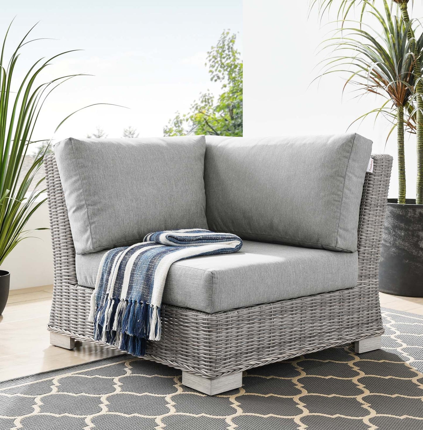 Conway Outdoor Patio Wicker Rattan Corner Chair by Modway