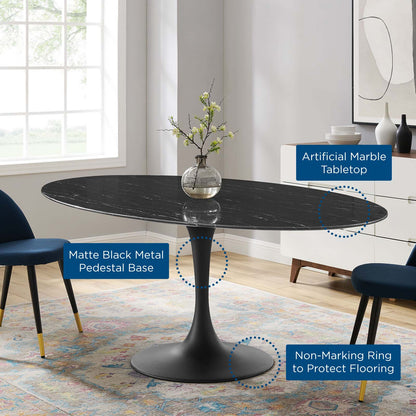 Lippa 78" Oval Faux Marble Dining Table by Modway