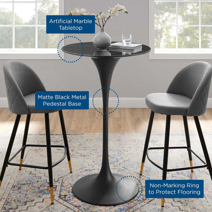 Lippa 28" Round Faux Marble Bar Table by Modway