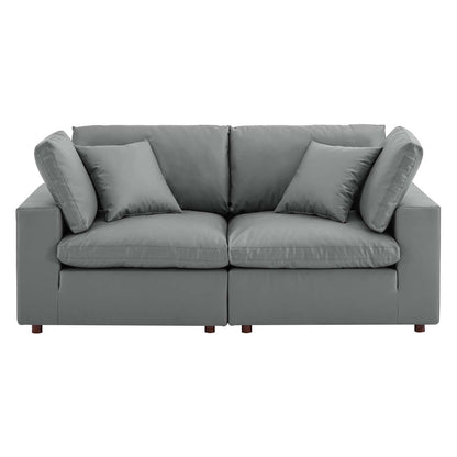 Commix Down Filled Overstuffed Vegan Leather Loveseat by Modway