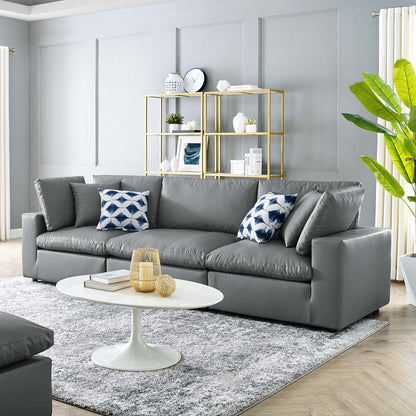 Commix Down Filled Overstuffed Vegan Leather 3-Seater Sofa by Modway