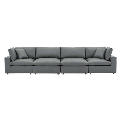 Commix Down Filled Overstuffed Vegan Leather 4-Seater Sofa by Modway