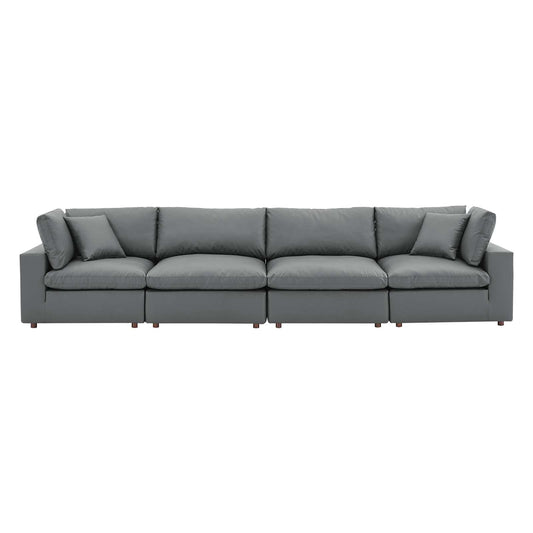 Commix Down Filled Overstuffed Vegan Leather 4-Seater Sofa by Modway
