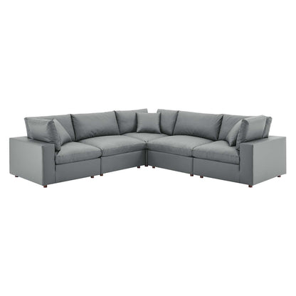 Commix 5-Piece Down Filled Overstuffed Vegan Leather Sectional Sofa by Modway