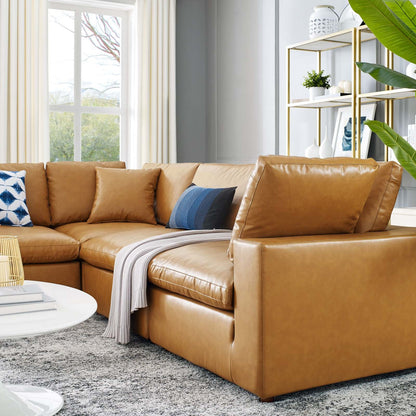 Commix 5-Piece Down Filled Overstuffed Vegan Leather Sectional Sofa by Modway
