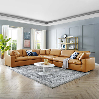 Commix 6-Piece Down Filled Overstuffed Vegan Leather Sectional Sofa by Modway