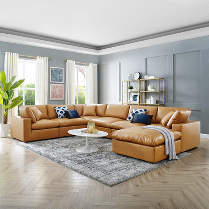 Commix 7-Piece Down Filled Overstuffed Vegan Leather Sectional Sofa by Modway