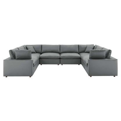 Commix 8-Piece Down Filled Overstuffed Vegan Leather Sectional Sofa by Modway