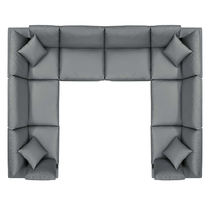 Commix 8-Piece Down Filled Overstuffed Vegan Leather Sectional Sofa by Modway