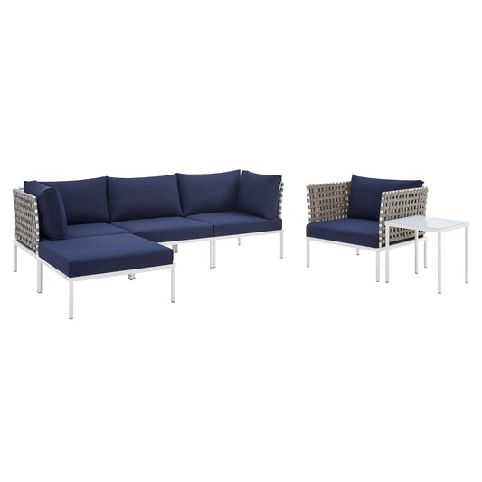 Harmony 6-Piece Sunbrella¨ Basket Weave Outdoor Patio Aluminum Seating Set by Modway