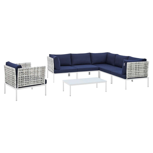 Harmony 7-Piece Sunbrella¨ Basket Weave Outdoor Patio Aluminum Sectional Sofa Set by Modway