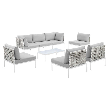 Harmony 8-Piece Sunbrella¨ Basket Weave Outdoor Patio Aluminum Sectional Sofa Set by Modway