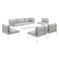 Harmony 8-Piece Sunbrella¨ Basket Weave Outdoor Patio Aluminum Sectional Sofa Set by Modway